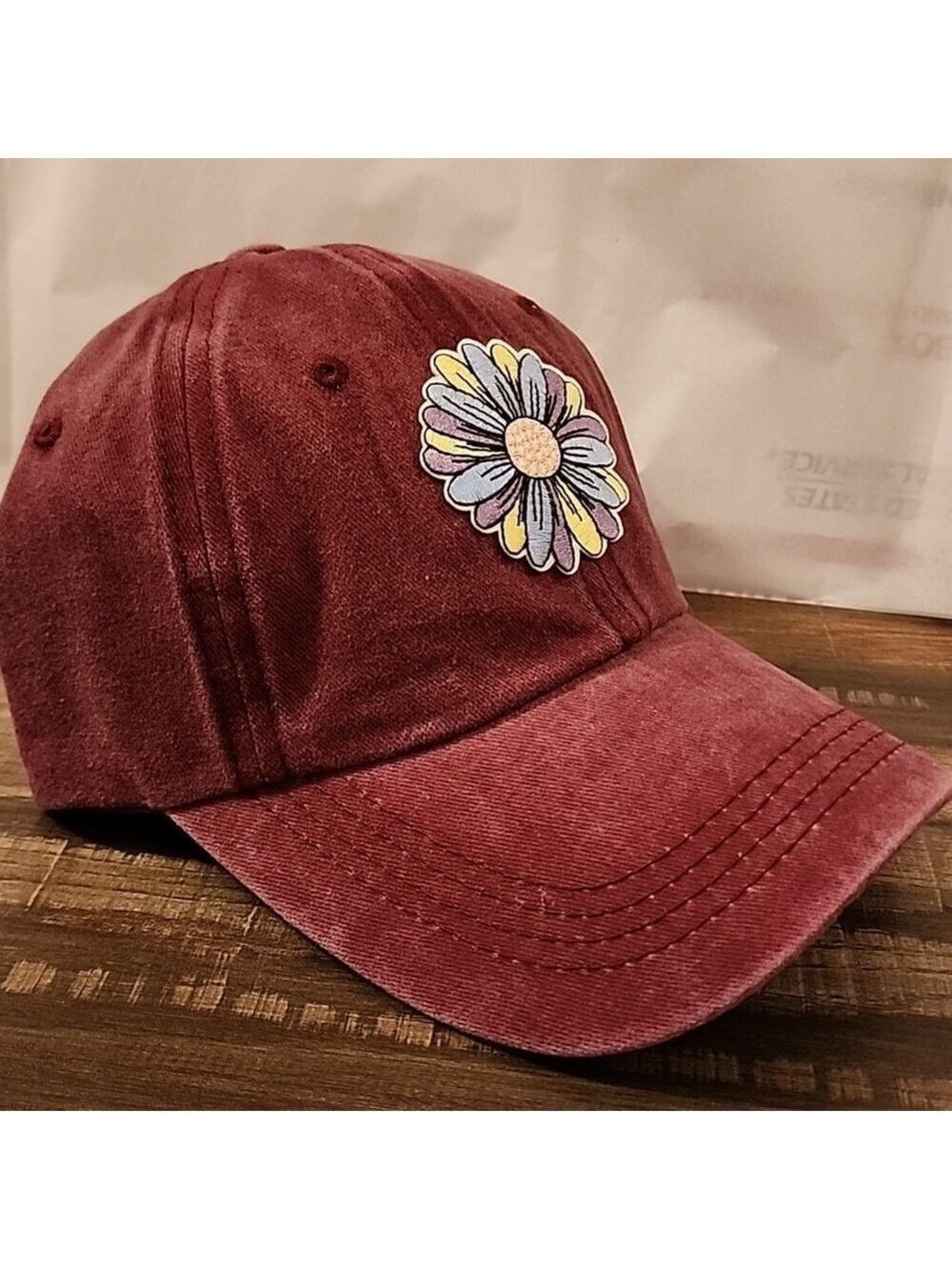 MAROON BOHO FLOWER WOMENS Baseball CAP Brand NEW BOUTIQUE Item ADJUSTABLE